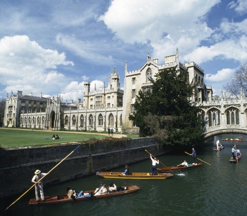 Punting on the River Cam with St John’s College in Cambridge, England