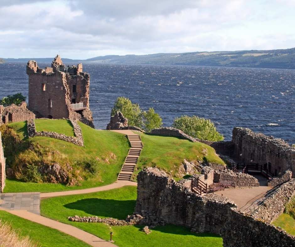 Urquhart Castle on the shores of Loch Ness in Scotland